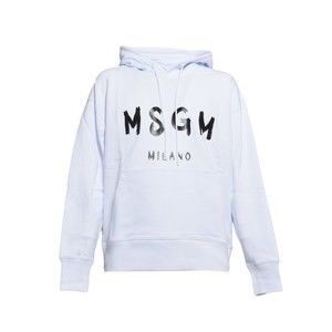Msgm White Cotton Hoodie With Logo Print - NWT